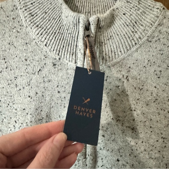 Denver Hayes Men's Speckled Grey Quarter-Zip Sweater Cozy Size 2XL NWT - Picture 4 of 11